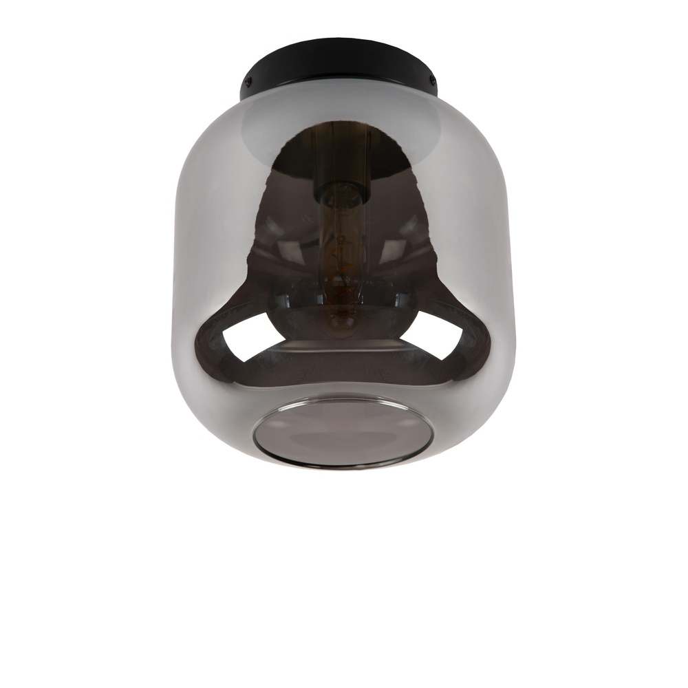 Lucide PlafondlampJoanet Ø 25cm zwart met smoke glas - 45194/25/65